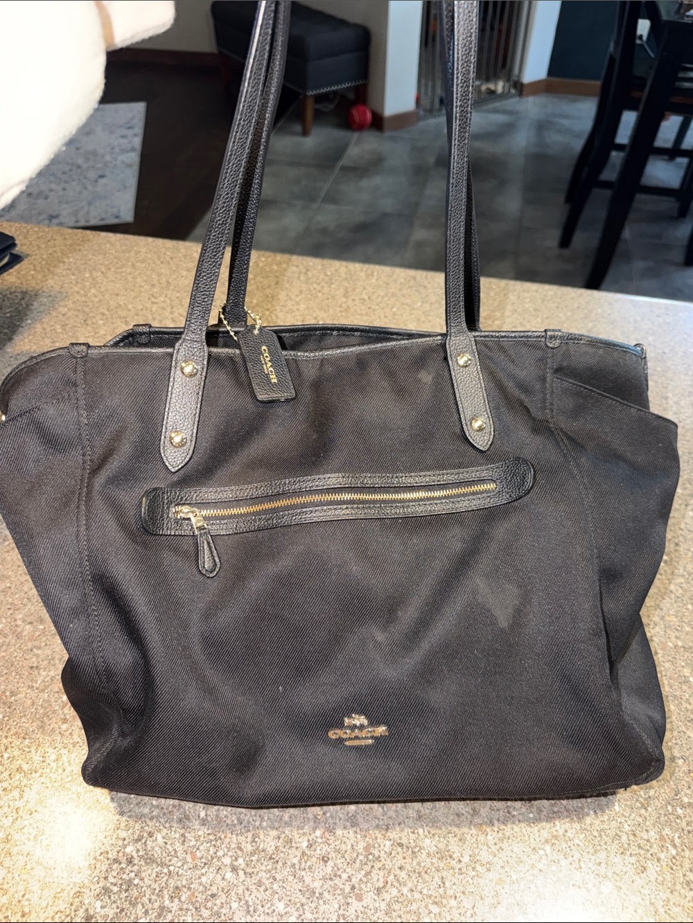 Coach Black Canvas Tote Overnight Diaper Bag